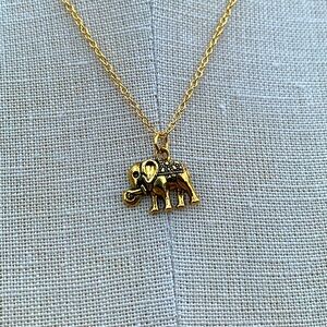 NWT Sterling Silver Plated Chain & Alloy Elephant Charm Necklace
